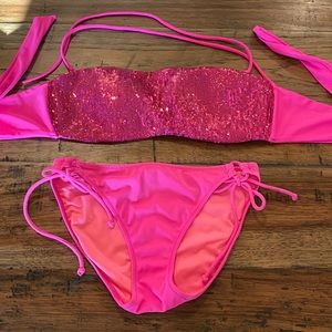 Victoria’s Secret pink sequin bandeau bikini